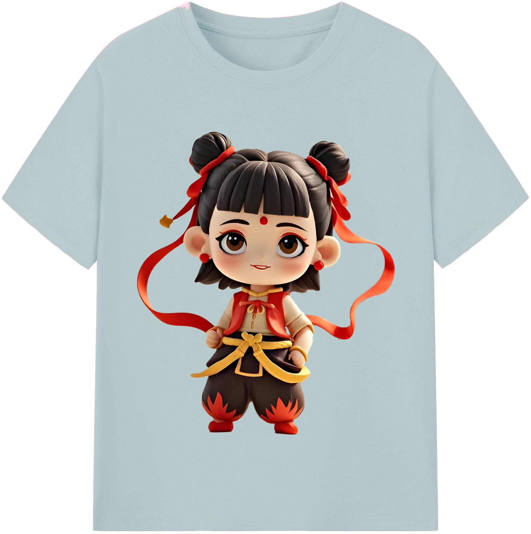 （画像用） Ne Zha 2 ナタ 魔童の大暴れ 綿100％半袖Tシャツ（フロントプリント）